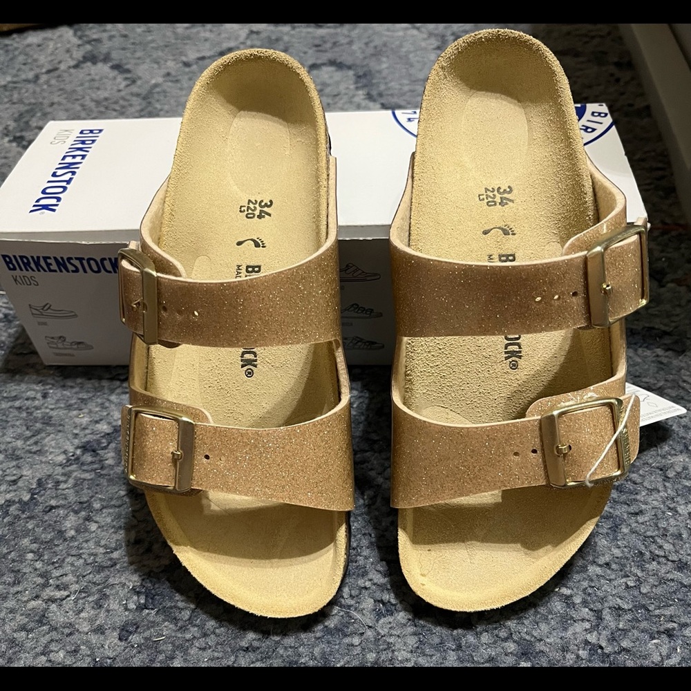 NIB Birkenstock Arizona Kids BS Magic Galaxy Gold Size 3/34 Narrow Fit